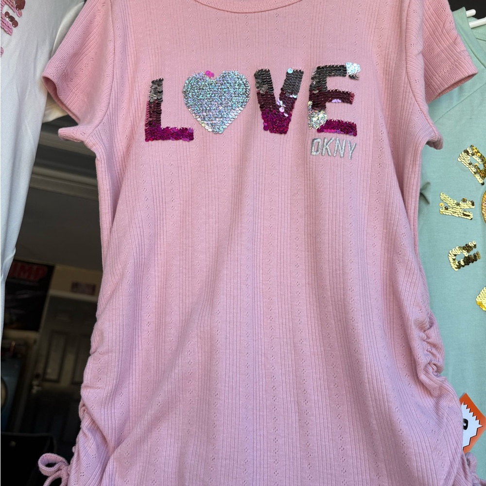 DKNY Pink Sequin Love Tee